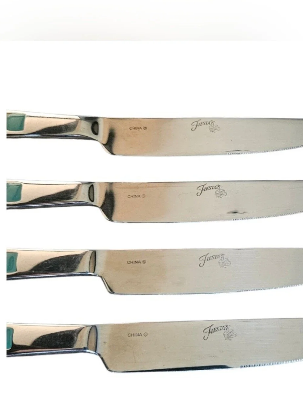 Lot Of 4 Fiestaware Masquerade Dinner Knives Stainless Enamel Replacements